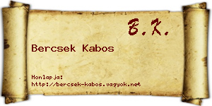 Bercsek Kabos névjegykártya